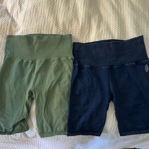 FP Movement by Free People Green and Navy Bike Shorts